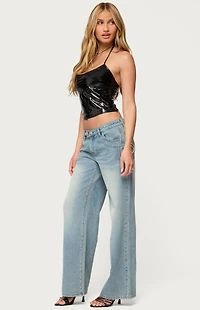 Edikted Celia Grommet Washed Low Rise Jeans