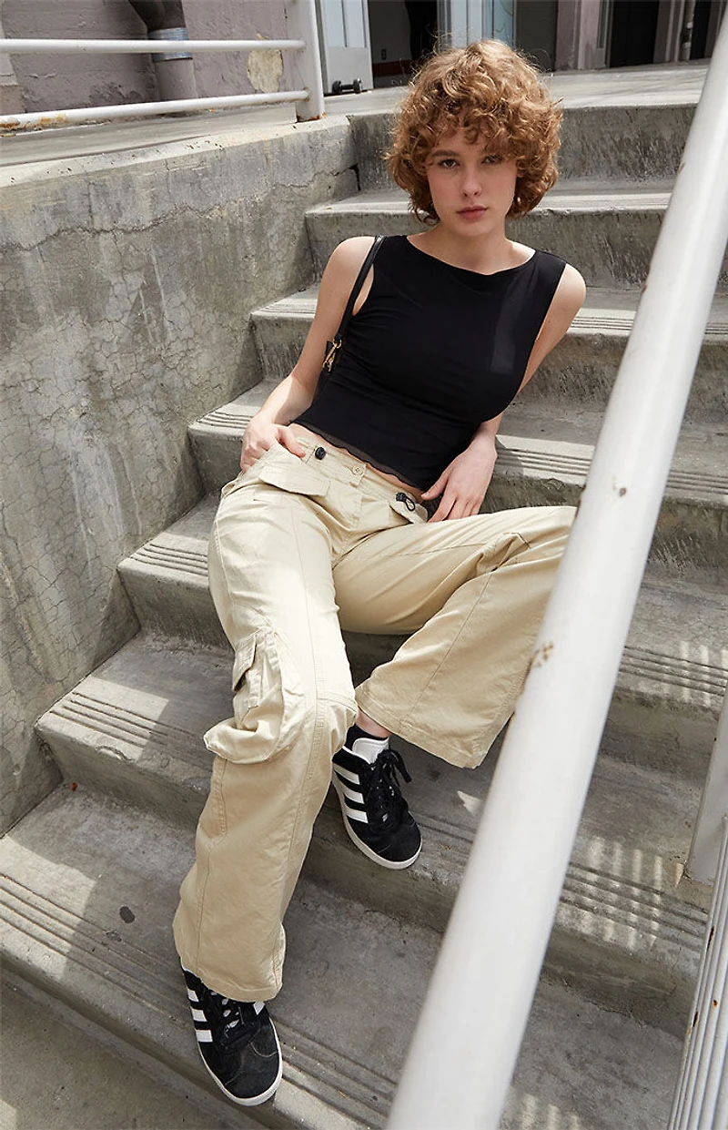 John Galt Black Cowl Neck Tank Top