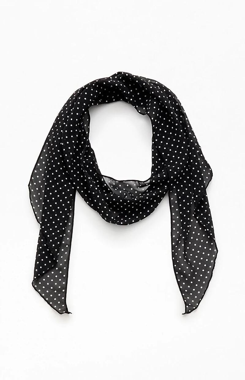 John Galt Black and White Polka Dot Scarf