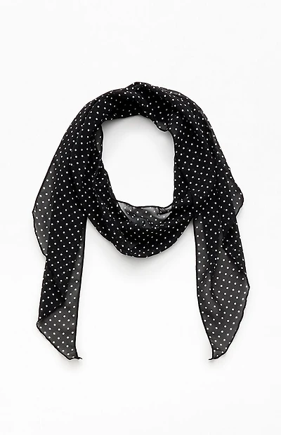 John Galt Black and White Polka Dot Scarf