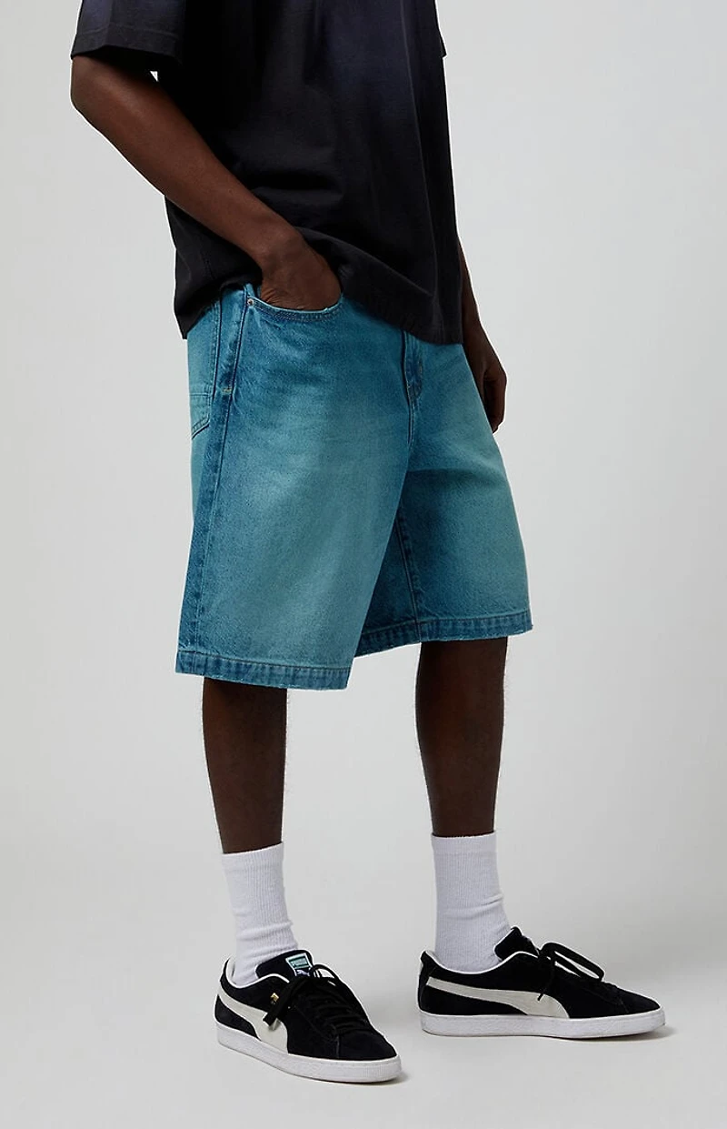 Pacsun Blue Tinted Extreme Baggy Denim Shorts