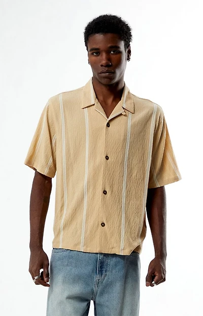 Pacsun Tan Klein Striped Oversized Camp Shirt