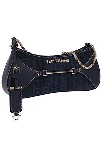 True Religion Top Zip Dark Denim Shoulder Bag