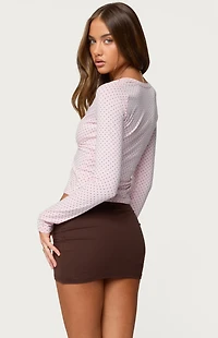 Edikted Kianah Polka Dot V Neck T-Shirt