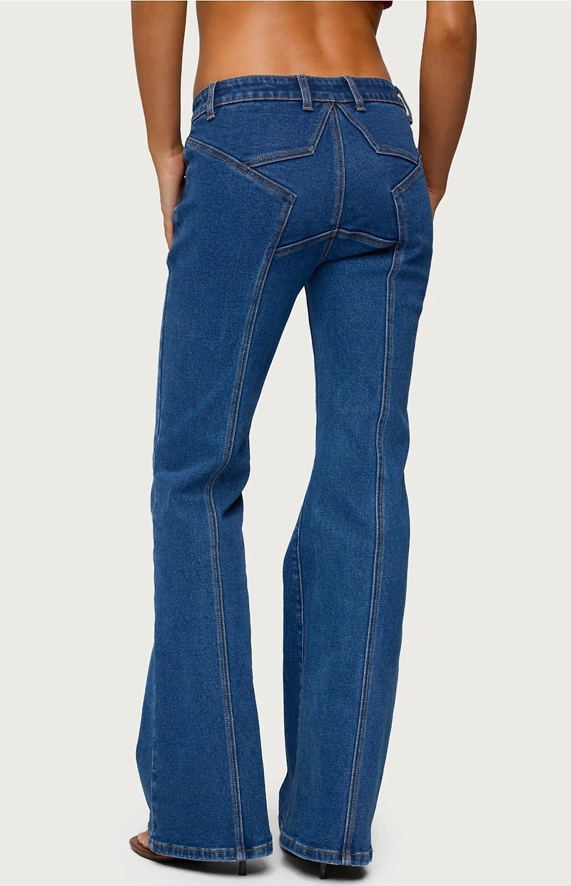 Edikted Starrie Panel Stitch Low Rise Jeans