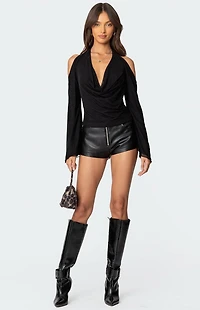 Edikted Open Shoulder Cowl Neck Top