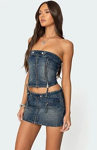 Edikted Guinevere Zip Washed Denim