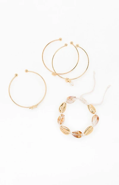 Pacsun 4 Pack Mixed Shell Metal Bracelets