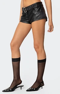 Edikted Alba Faux Leather Shorts