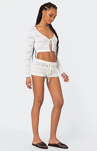 Edikted Betsy Tie Front Knitted Shorts