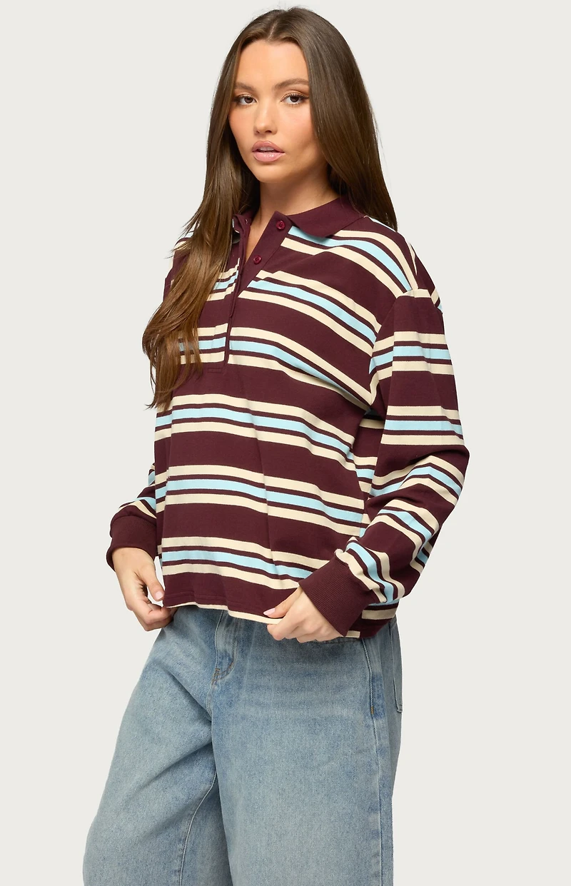 Edikted Renya Striped Rugby Shirt