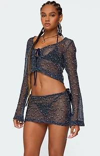 Edikted Idra Crochet Net Tie Front Top