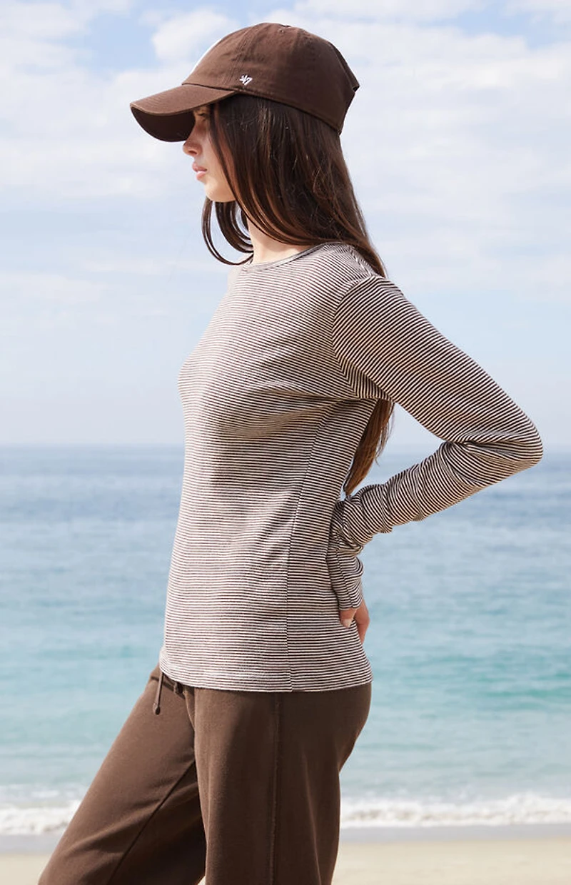 John Galt Brown Leah Striped Long Sleeve Top