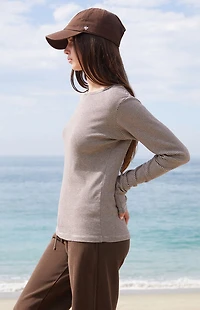 John Galt Brown Leah Striped Long Sleeve Top