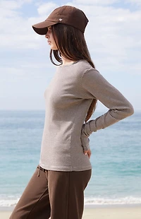 John Galt Brown Leah Striped Long Sleeve Top