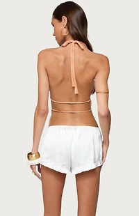 Edikted Sequin Knit Split Front Backless Top