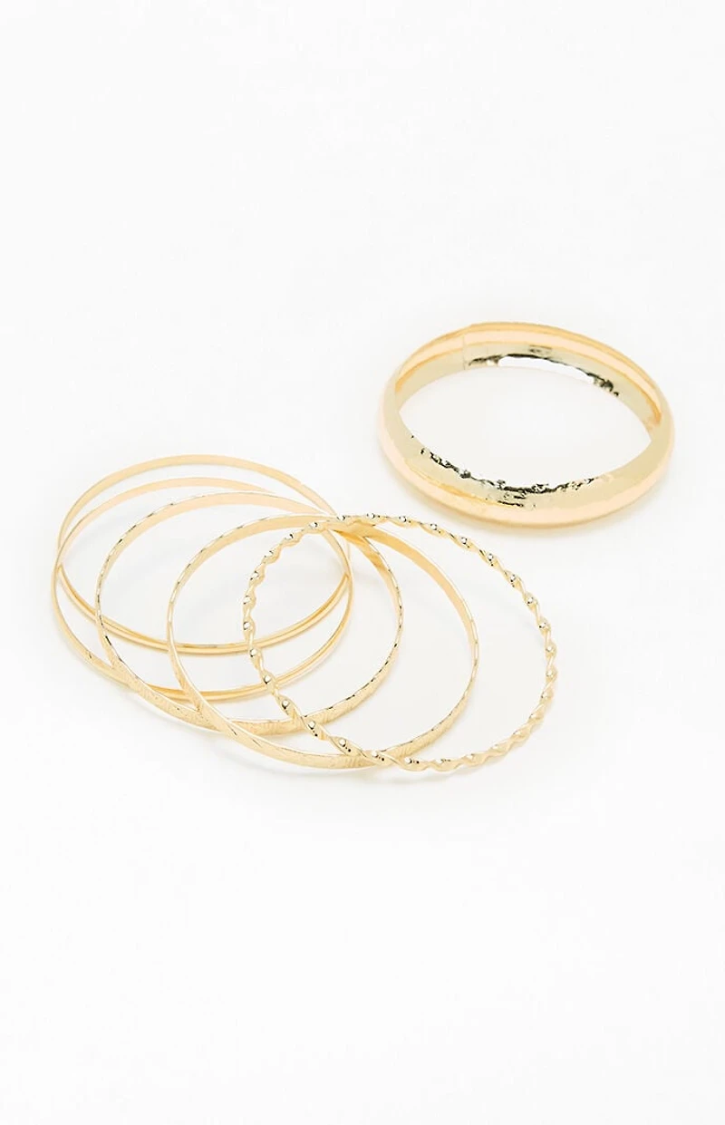 LA Hearts Etched Bangle Set