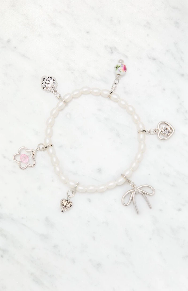 LA Hearts Pearl Charm Bracelet