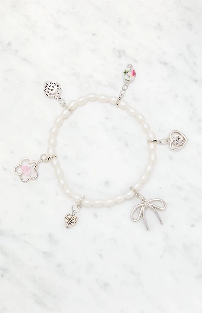 LA Hearts Pearl Charm Bracelet