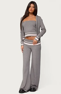 Edikted Kaliya Stripey Knit Zip Up Hoodie