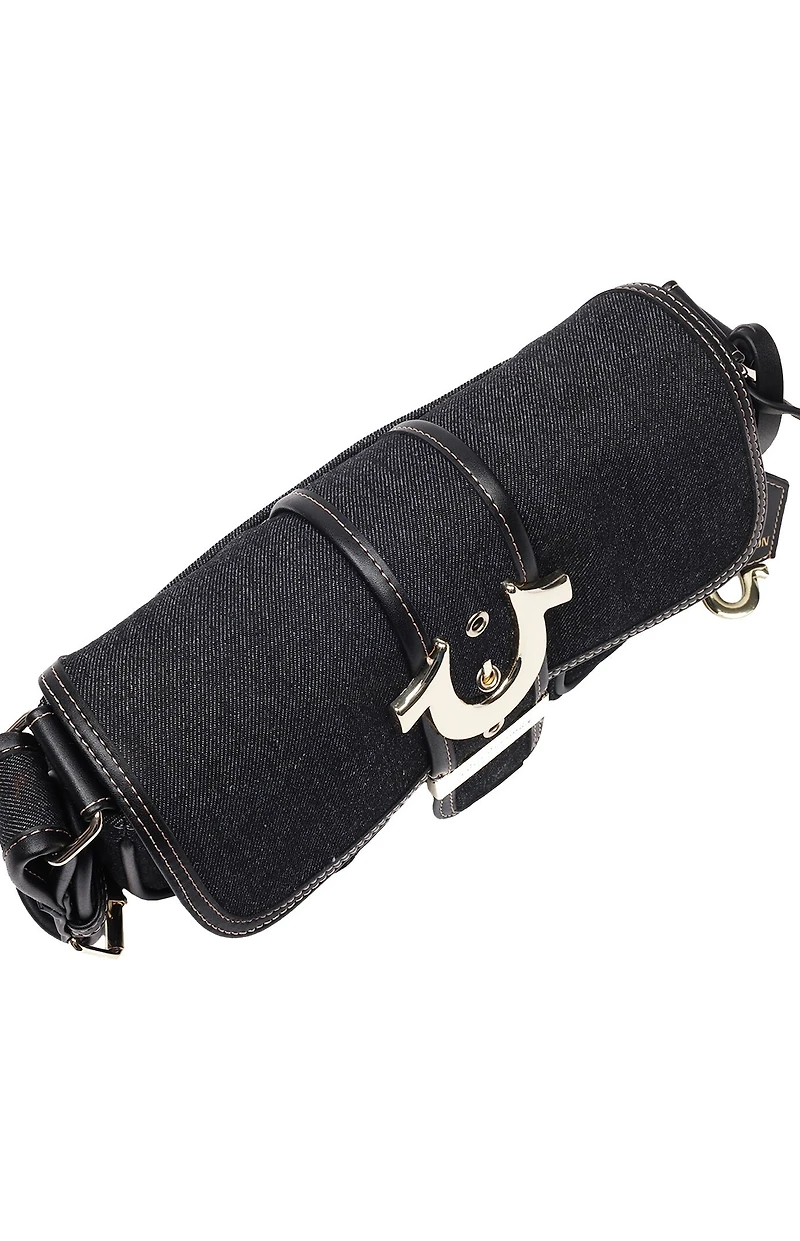 True Religion Black Double Pocket Denim Satchel Bag