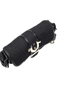 True Religion Black Double Pocket Denim Satchel Bag