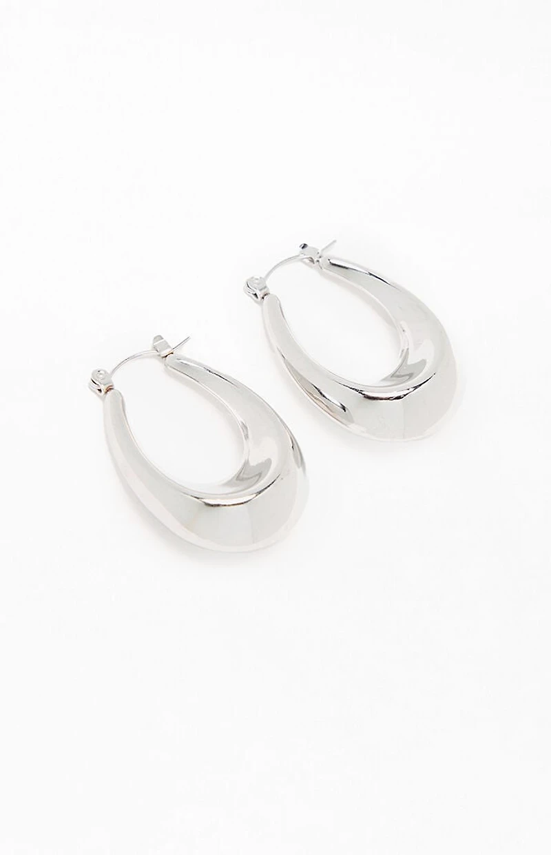 Pacsun Silver Cleo Oval Hoop Earrings