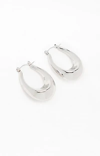 Pacsun Silver Cleo Oval Hoop Earrings