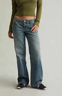 Pacsun Zoe Low Rise Girlfriend Jeans Medium Blue Wash