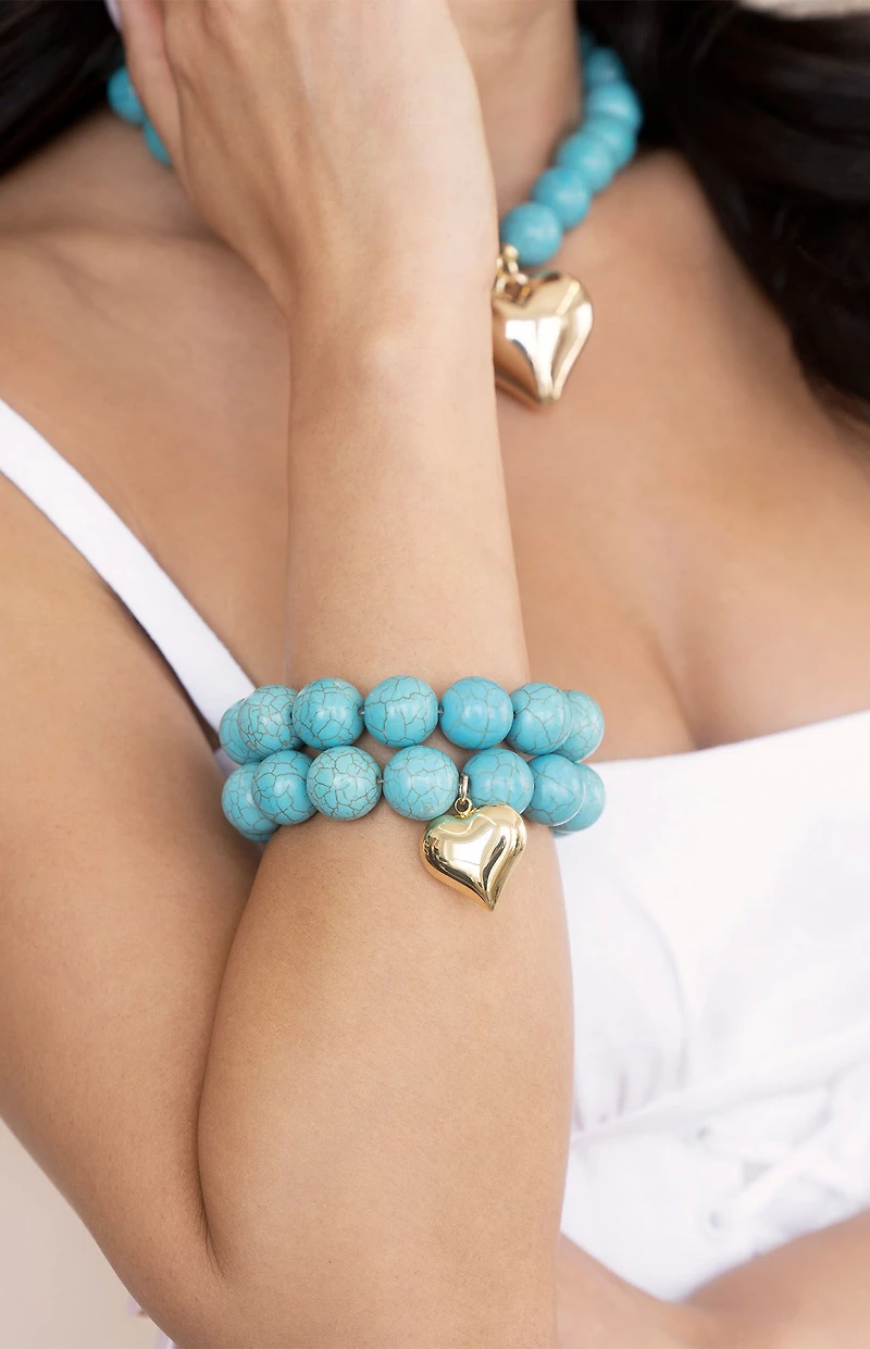 Ettika Luck & Love Turquoise Elastic Bracelet Set