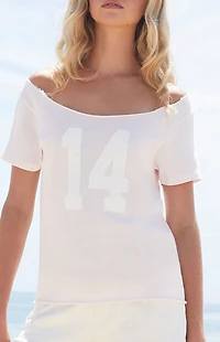John Galt Pink Robyn 14 Short Sleeve Off-The-Shoulder Top