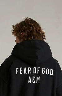 Fear of God ESSENTIALS Black Heavy Fleece University Full Zip Hoodie