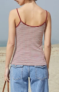 John Galt White & Burgundy Striped Skylar Tank Top