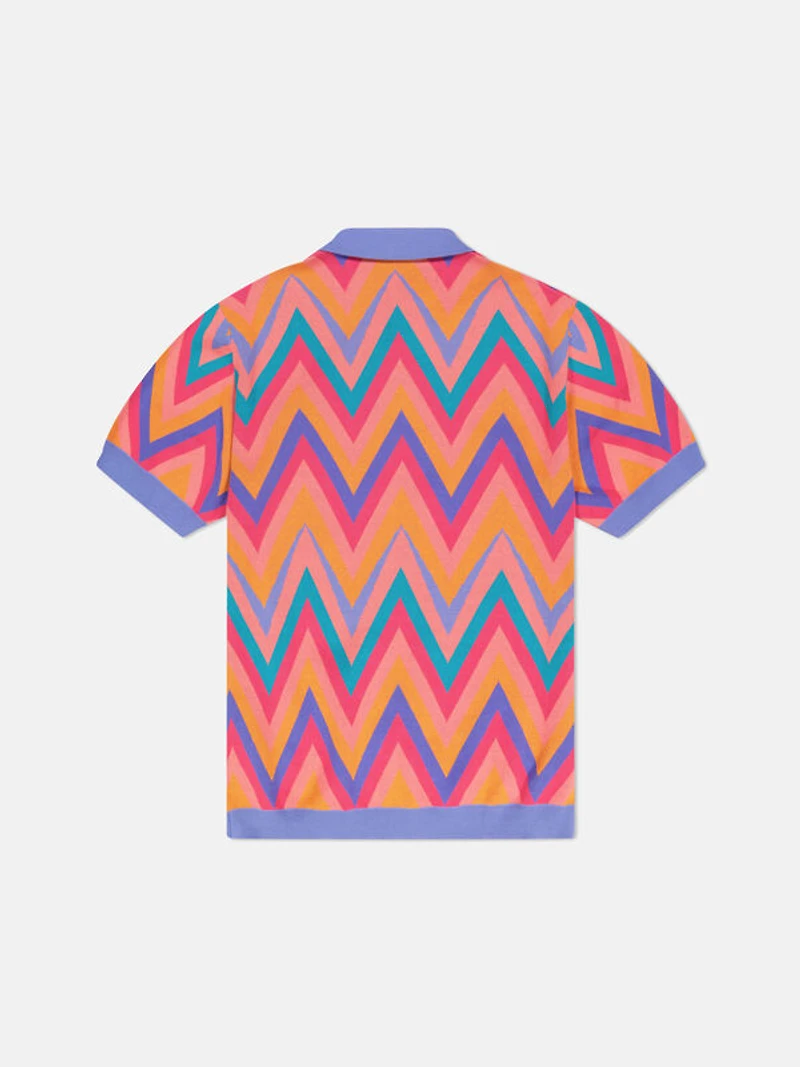 WeSC America Inc Teal Zigzag Short Sleeve Polo Cardigan