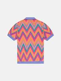 WeSC America Inc Teal Zigzag Short Sleeve Polo Cardigan
