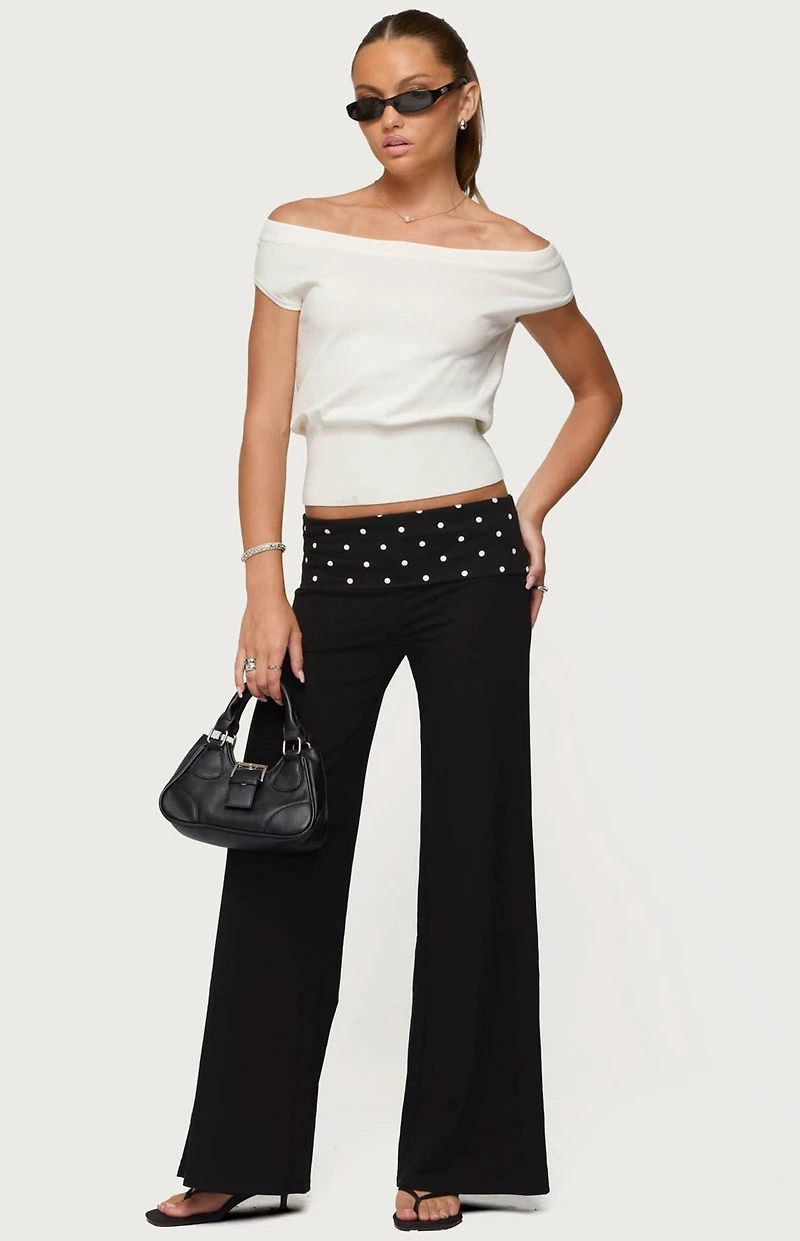 Edikted Reeva Polka Dot Fold Over Pants