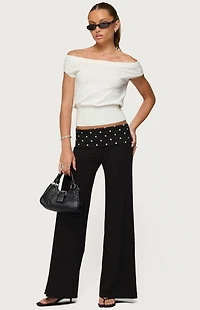 Edikted Reeva Polka Dot Fold Over Pants