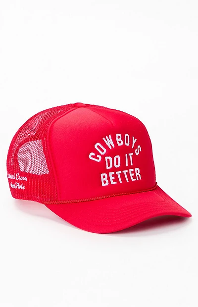 Diamond Cross Ranch Red Cowboys Do It Better Trucker Hat