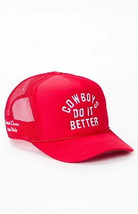 Diamond Cross Ranch Red Cowboys Do It Better Trucker Hat