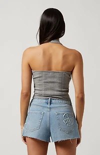 Pacsun Light Indigo Bow High Waisted Denim Festival Shorts