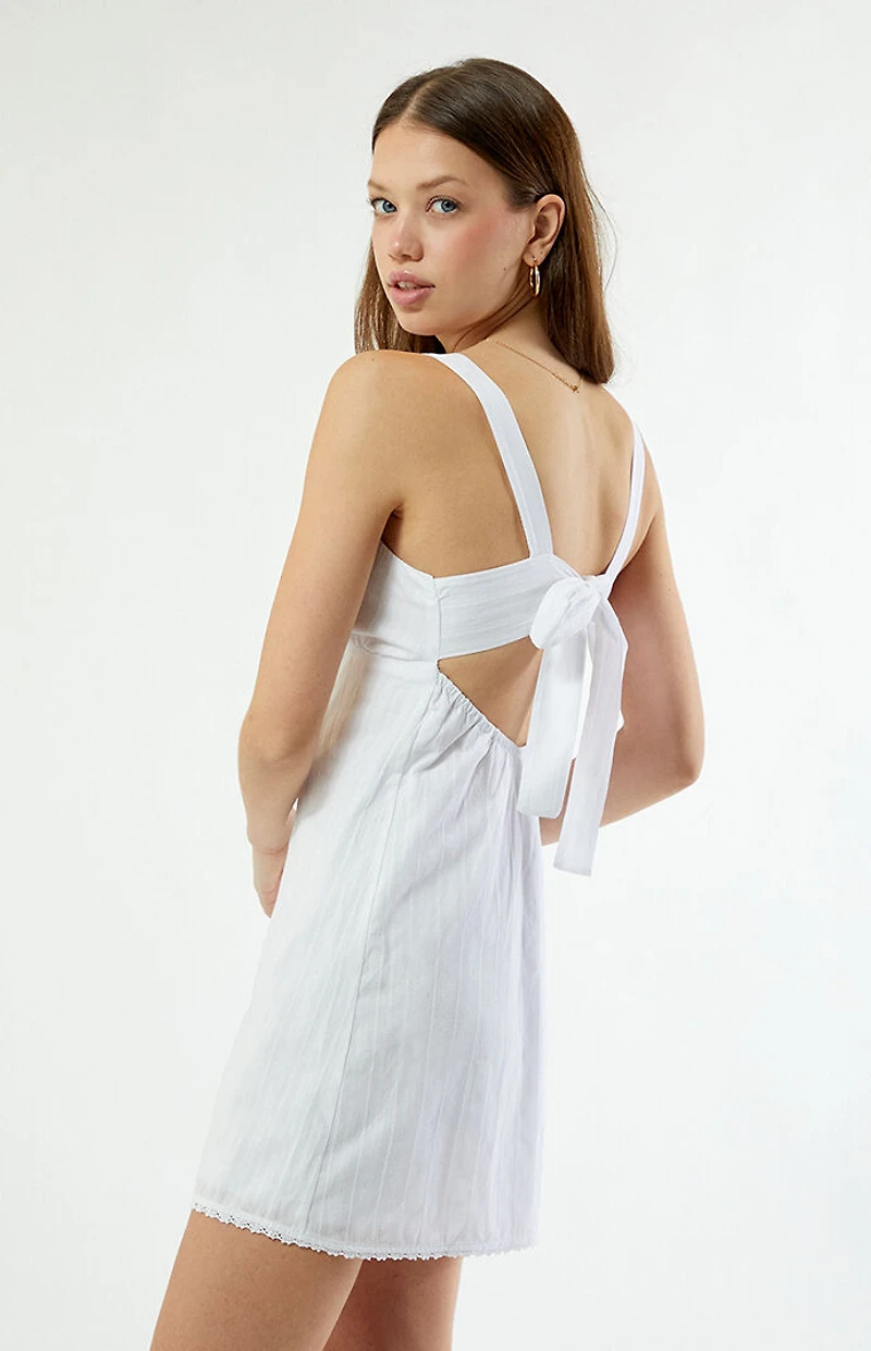 Your Favorite Linen V-Neck Lace Trim Mini Dress