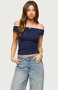 Edikted Dellah Contrast Off Shoulder Top