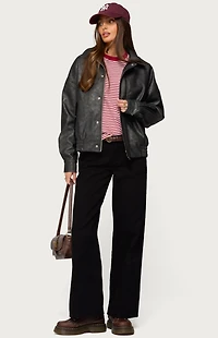 Edikted Mori Oversized Faux Leather Jacket