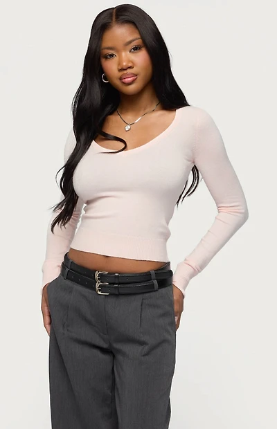 Edikted Mercedes Knitted V Neck Top