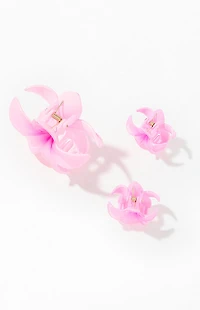 LA Hearts 3 Pack Pink Plumeria Hair Claw Clips