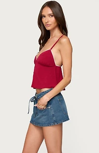 Edikted Kellyn Button Contrast Babydoll Top