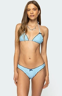 Edikted Golden Ruffle Edge Triangle Bikini Top