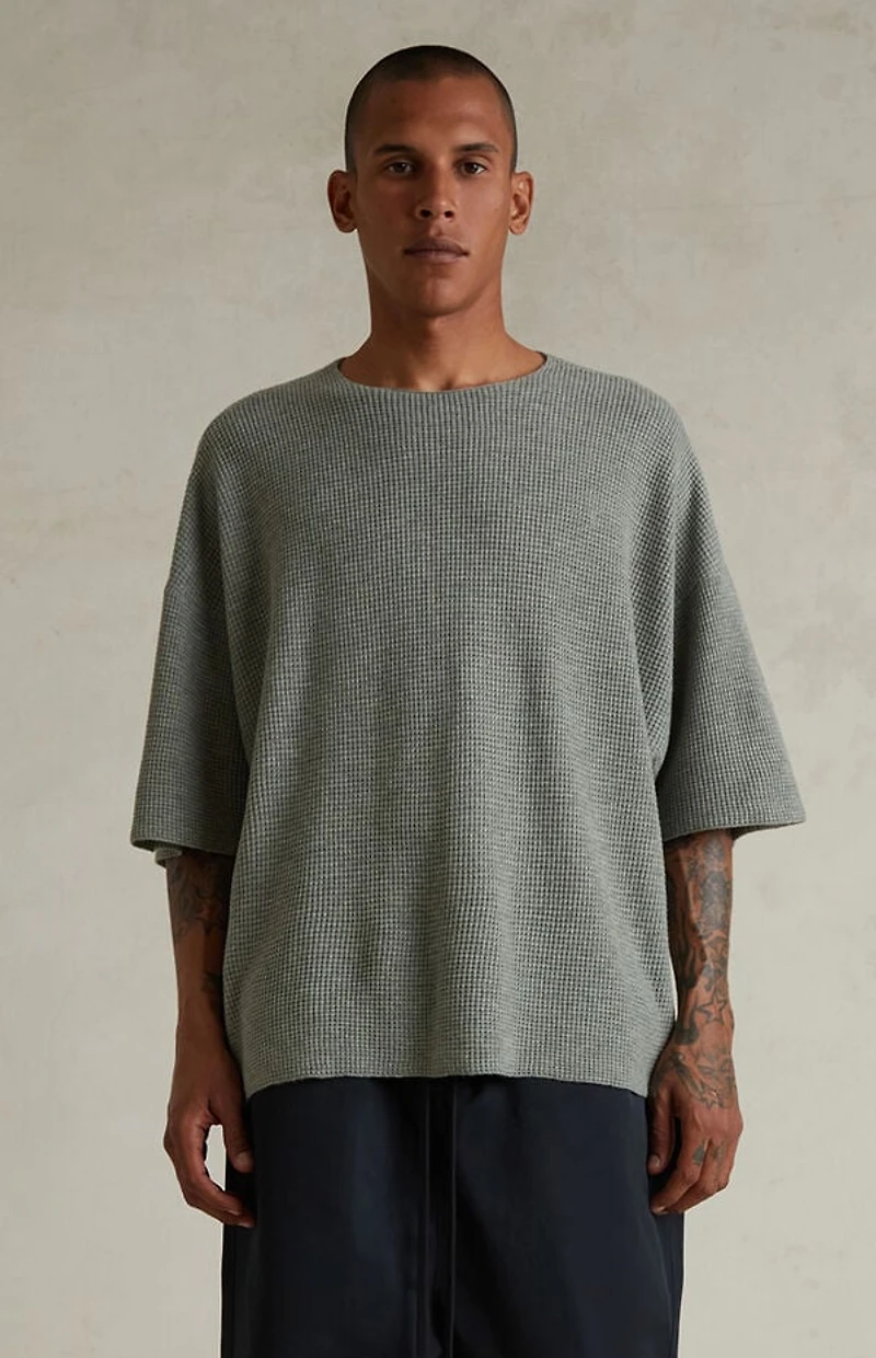 Fear of God ESSENTIALS Concrete Heather Waffle Knit Short Sleeve T-Shirt