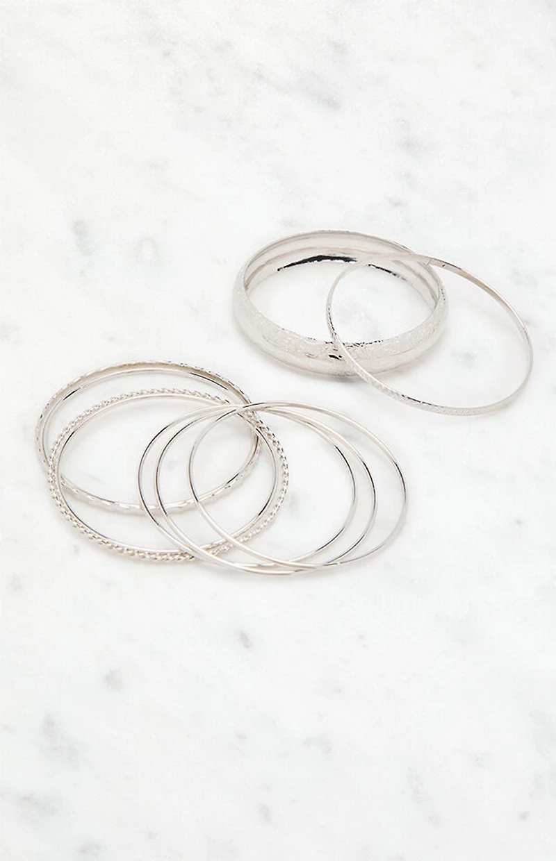 LA Hearts Etched Bangle Set