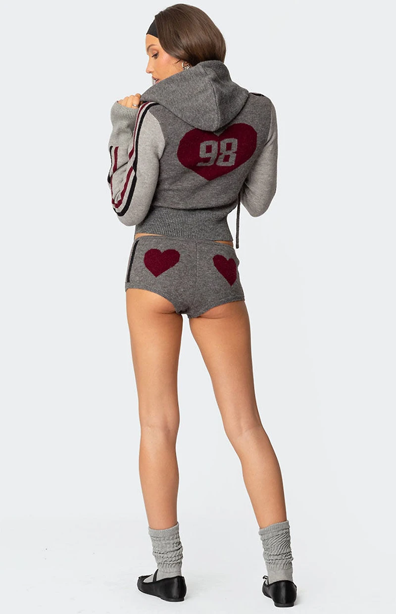 Edikted Heart Knit Zip Up Hoodie